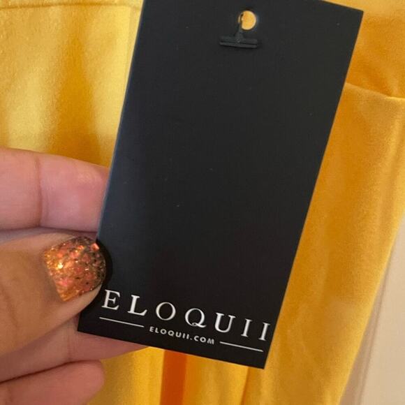 Eloquii Gathered Ruched Side High Slit Golden Yellow Dress - NWT - 22W - Picture 6 of 9